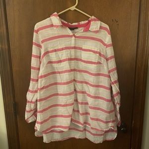 So 18/20 LANE BRYANT Linen Buttoned Blouse
